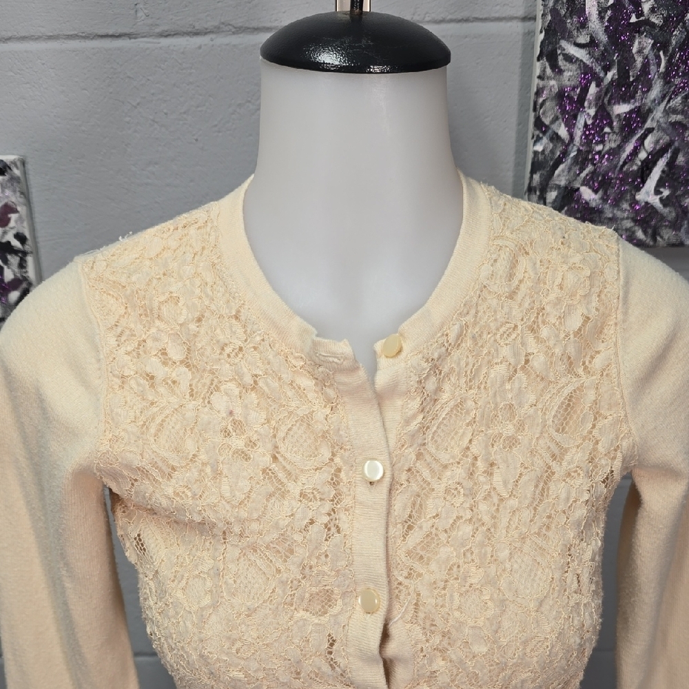 Merona Cream Lace Button-Up Sweater - Picture 3 of 11